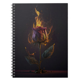 Caderno Espiral rosa no fogo