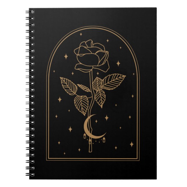 Caderno Espiral Rosa oculta de bruxaria oculta crescent Moon Wicca (Frente)