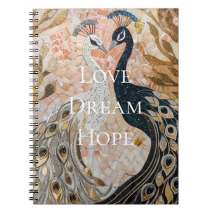 Caderno Espiral Rosa Pavão bonito Dourado