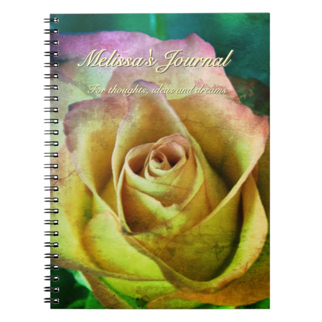 Caderno Espiral Rosa Personalizável para Diário ou Notebook (Frente)
