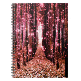 Caderno Espiral Rosa Pêssego da Floresta Mágica