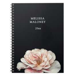 Caderno Espiral Rosa Pintada de Rosa Corada Preta