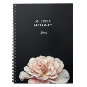 Caderno Espiral Rosa Pintada de Rosa Corada Preta