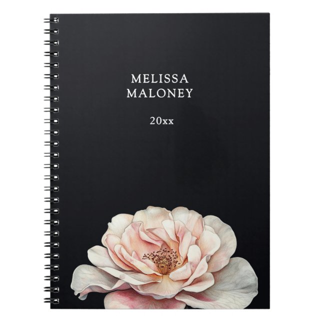 Caderno Espiral Rosa Pintada de Rosa Corada Preta (Frente)