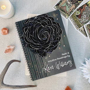 Caderno Espiral Rosa preto Gótico e Cinza Leitura Intuitiva Tarot