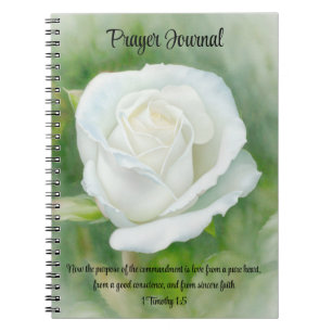 Caderno Espiral Rosa Pura Branca Flor Bíblia De Fé Verso Oração