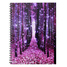 Caderno Espiral Rosa Púrpura da Floresta Mágica