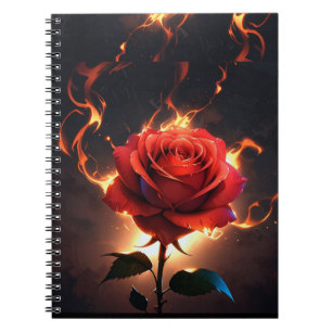 Caderno Espiral Rosa Queimando – Paixão Encontra Destruição em Str