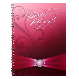 Caderno Espiral Rosa quente bonito do planejador do casamento do