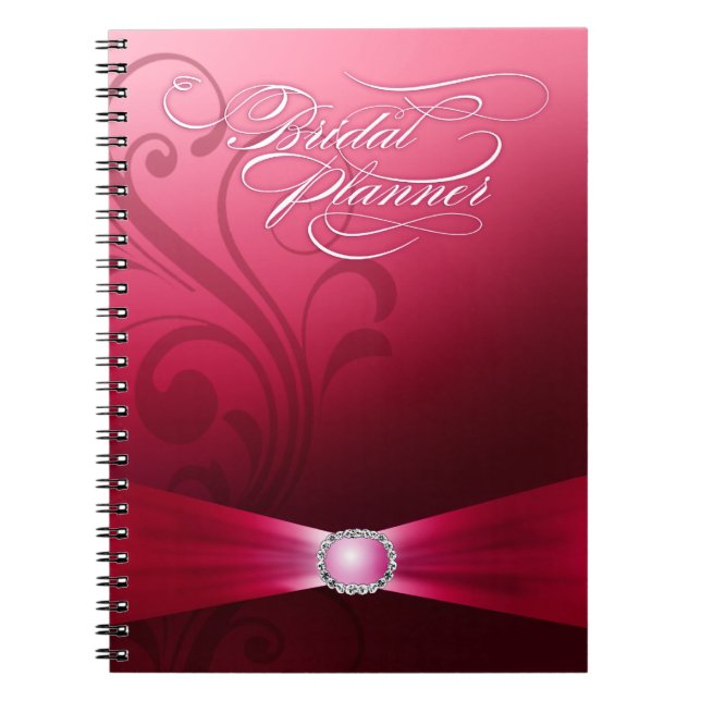 Caderno Espiral Rosa quente bonito do planejador | do casamento do (Frente)