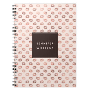 Caderno Espiral Rosa Rosa Dourada Rosa Rosa Rosa, Rosa Personaliza