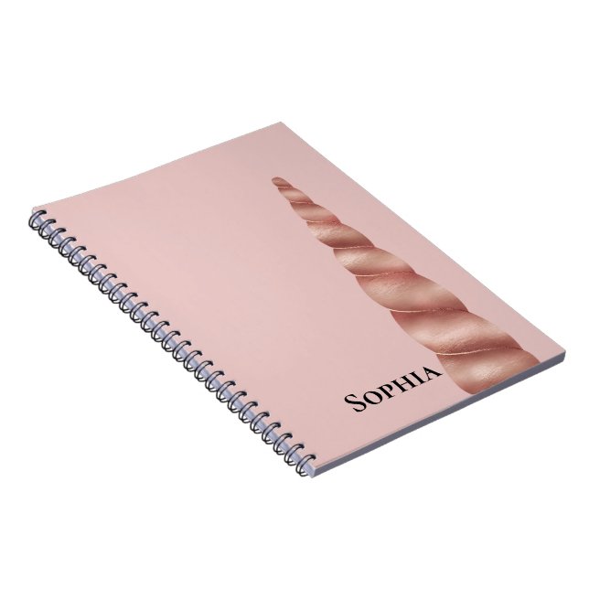 Caderno Espiral Rosa Rosa Rosa Rosa Rosa Dourada Glam Unicorn (Lado Direito)