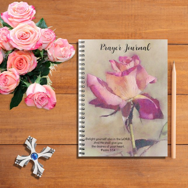 Caderno Espiral Rosa Rosa Rosa Rosa Rosa, Fé Bíblia Verso Diário d (Criador carregado)