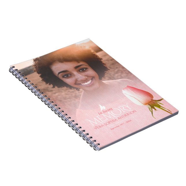 Caderno Espiral Rosa rosa-solteiro funerária e pomba branca (Lado Direito)