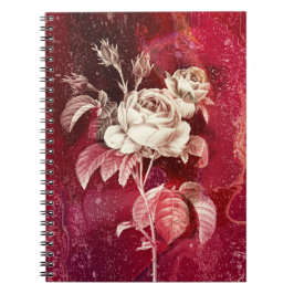 Caderno Espiral ROSA sobre fundo vermelho