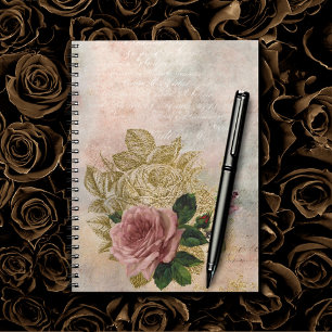 Caderno Espiral Rosa Steampunk Ephemera Vintage Sofisticada