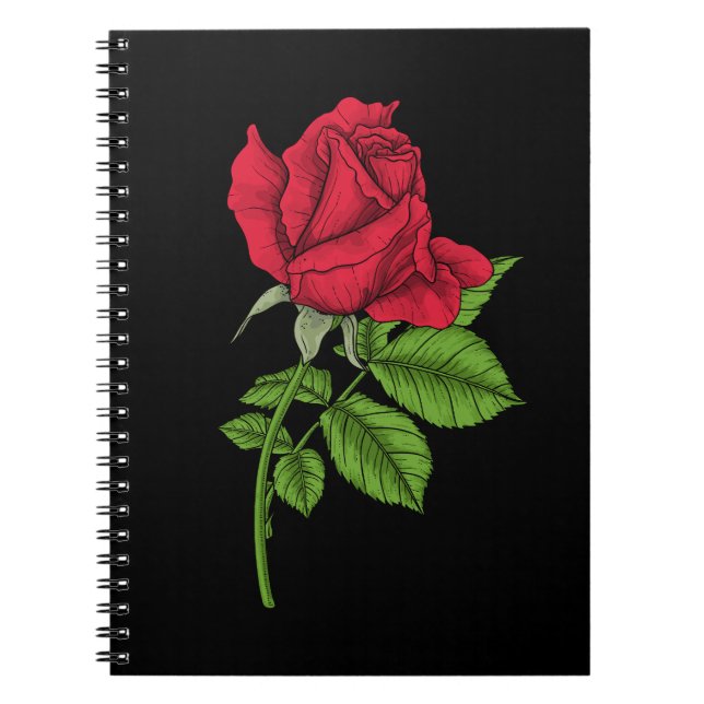Caderno Espiral Rosa vermelha (Frente)