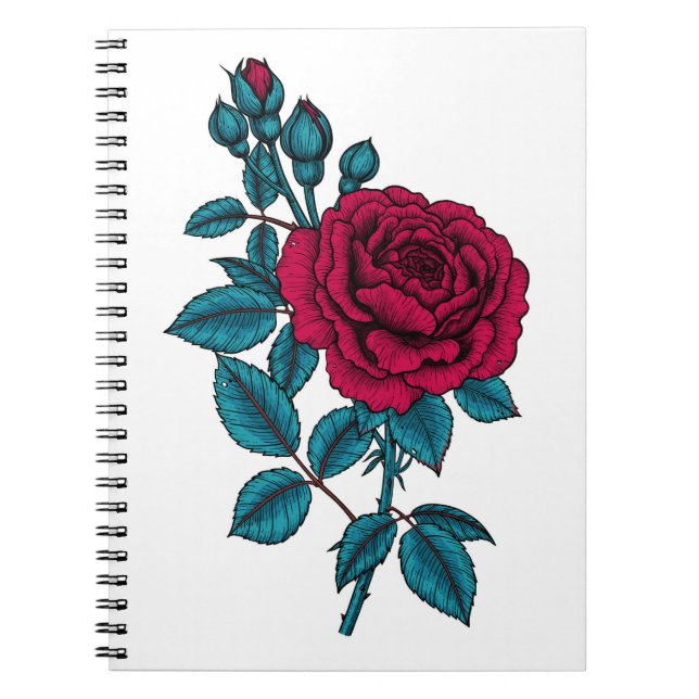 Caderno Espiral Rosa vermelha (Frente)