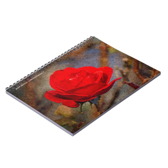 Caderno Espiral Rosa vermelha (Left Side)