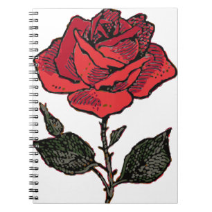 Caderno Espiral rosa vermelha Love Rosa Rosa Perene Flower Petals