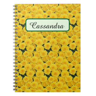 Caderno Espiral Rosas Amarelas Pequenas Brilhantes