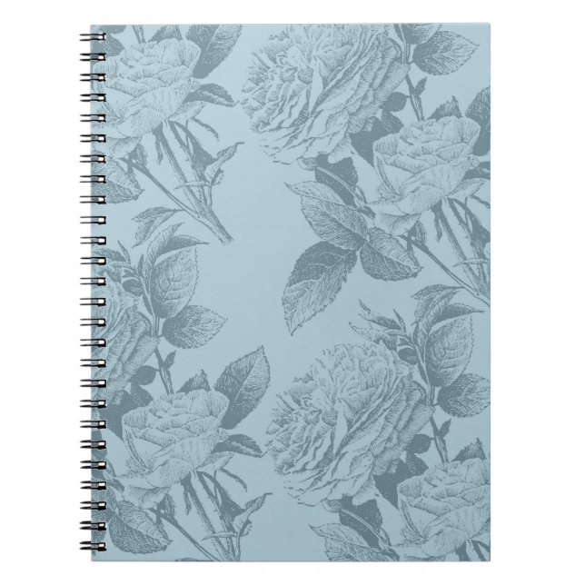 Caderno Espiral Rosas azuis Vintage (Frente)