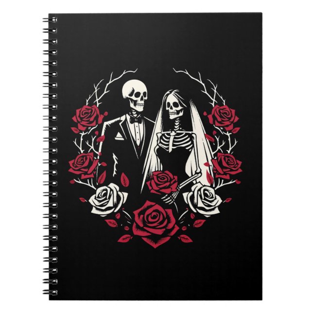 Caderno Espiral Rosas brancas vermelhas e negras Casamento de Casa (Frente)