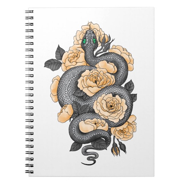 Caderno Espiral rosas cobra e amarelas (Frente)