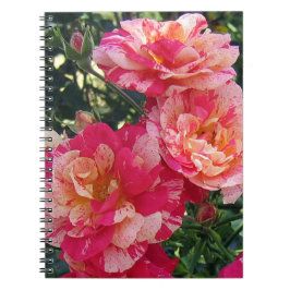 Caderno Espiral Rosas com risca branca e rosa Arte verbal pequena