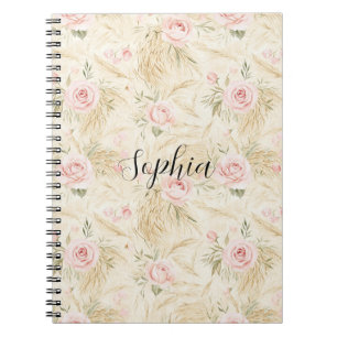 Caderno Espiral Rosas Cor-de-Rosa Floral