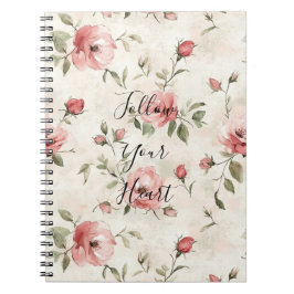Caderno Espiral Rosas Cor-de-Rosa Floral