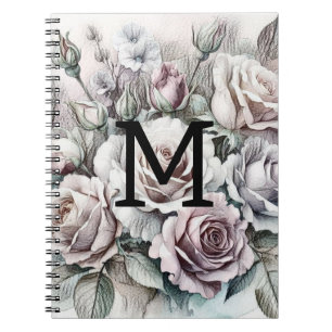 Caderno Espiral Rosas cor-de-rosa púrpura, cor-de-rosa, desenho fl