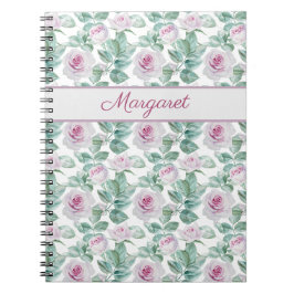 Caderno Espiral Rosas Cor-de-Rosa Românticas Personalizadas