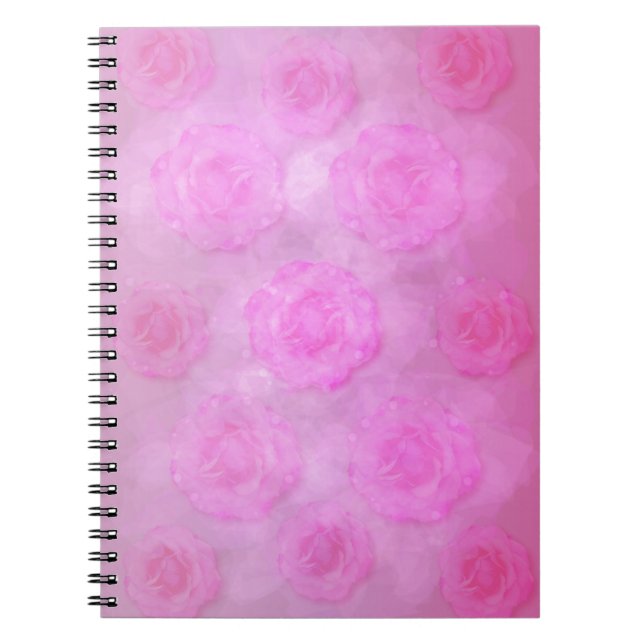 Caderno Espiral Rosas de Aquarela de PINK (Frente)