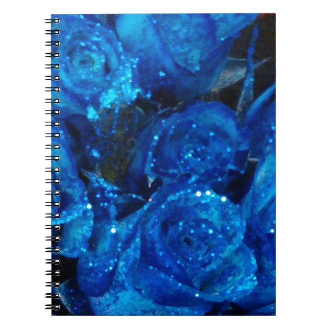 Caderno Espiral Rosas de Glamor Azul com Amor Romântico (Frente)