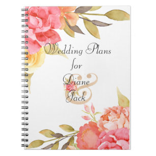 Caderno Espiral Rosas de Jardim de Algodão de Aquarela