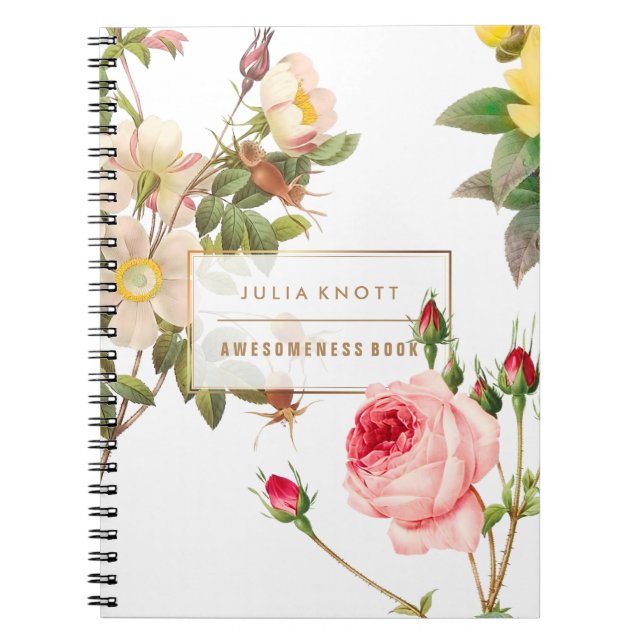 Caderno Espiral Rosas de Vintage PixDezines/Redoute (Frente)