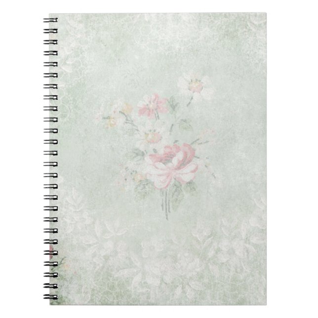 Caderno Espiral Rosas desvanecidos Design de Vintage (Frente)