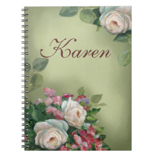 Caderno Espiral Rosas do estilo do vintage