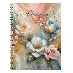 Caderno Espiral Rosas Elegantes em tons pálidos Personalizadas