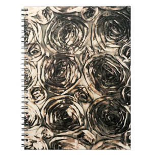 Caderno Espiral Rosas Glamour Dourado Bronze Floral Rústico Glam