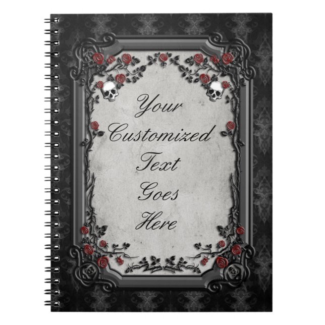 Caderno Espiral Rosas góticos & crânios (Frente)