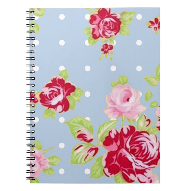 Caderno Espiral Rosas no notebook azul (Frente)