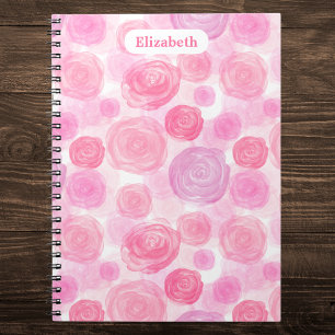 Caderno Espiral Rosas Personalizados de Aquarela