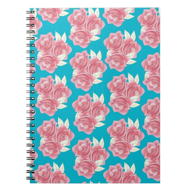 Caderno Espiral Rosas Rosa Desenho (Frente)