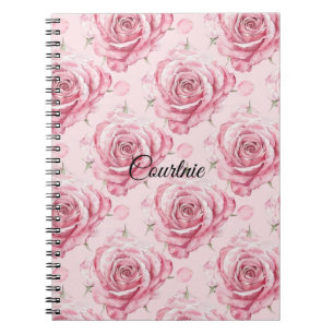 Caderno Espiral Rosas Rosa Girly Floral