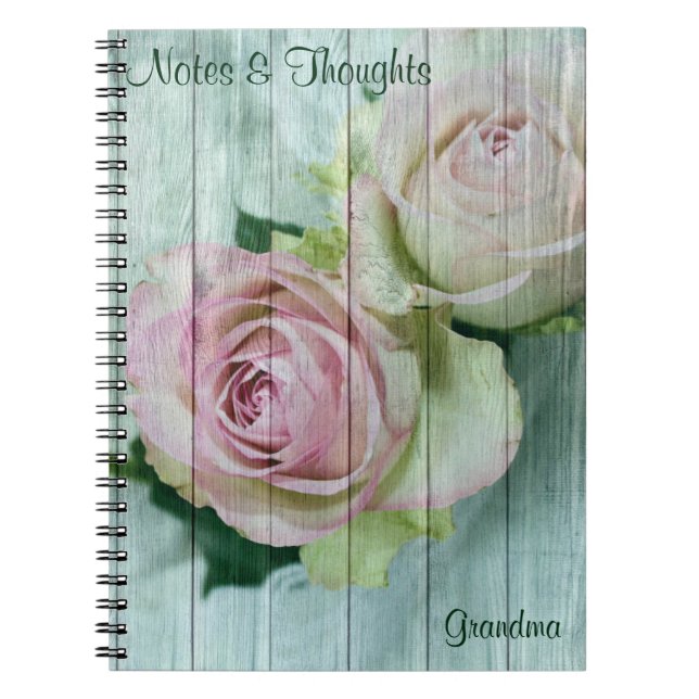 Caderno Espiral Rosas rosa pálidas do chique, Diário de notebook (Frente)