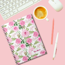 Caderno Espiral Rosas rosa personalizadas