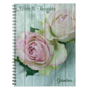 Caderno Espiral Rosas Rosa Personalizadas, Chique, Diário de Noteb