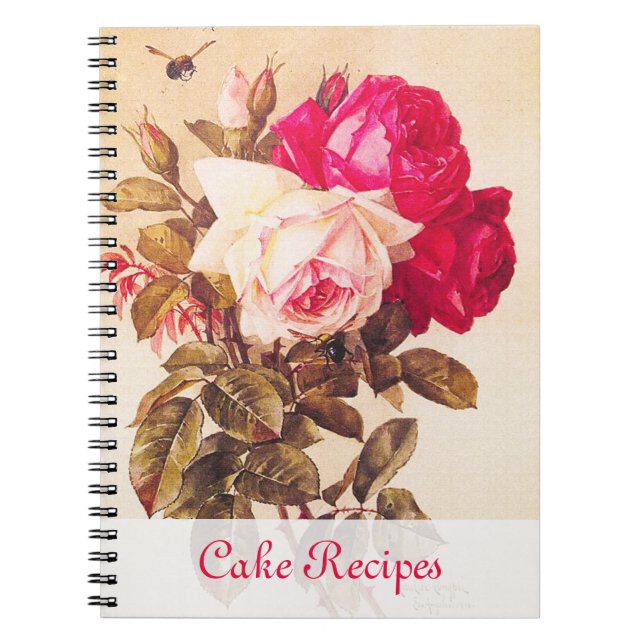 Caderno Espiral Rosas rosas vermelhas e rosa, vitorianas e rosas (Frente)
